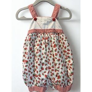 Vintage Strawberry Print Sleeveless Baby Romper size 24 Months